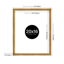 20X16 Gold Ornate Picture Frame (40.6 X 50.8Cm) Poster, Photo, Artwork, Gallery Wall Or Print - thumbnail 2