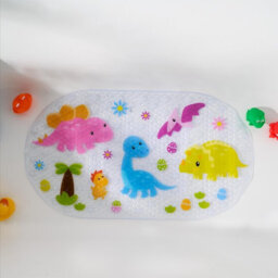 OHS Kids Dinosaur Print Pvc Bath Mat Non Slip Strong Suction - thumbnail 3