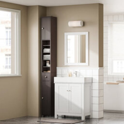 Sobuy Bzr34-Ii-Br,tall Bathroom Storage Cabinet - Slim Bathroom Unit,compact Bathroom Furniture,brown,w20Xd20Xh180 - thumbnail 5