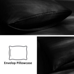 Aspire Homeware Plain Duvet Cover Set Soft Microfibre, Black, Super King (L)220Cm X (W)260Cm - thumbnail 5