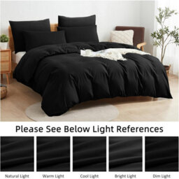 Aspire Homeware Plain Duvet Cover Set Soft Microfibre, Black, Super King (L)220Cm X (W)260Cm - thumbnail 6