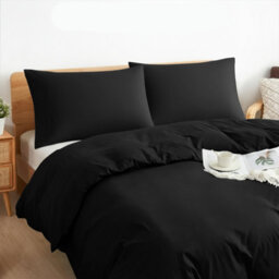 Aspire Homeware Plain Duvet Cover Set Soft Microfibre, Black, Super King (L)220Cm X (W)260Cm - thumbnail 2