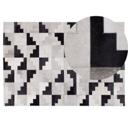 Beliani Rug Efirli Grey 140 X 200 Cm Leather - thumbnail 1