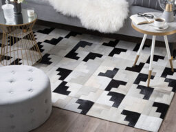 Beliani Rug Efirli Grey 140 X 200 Cm Leather - thumbnail 2