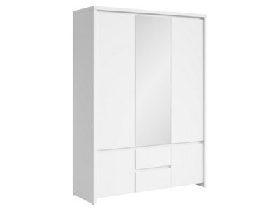 Arte Kaspian 153Cm 5-Door Wardrobe With Mirror In White Matt - Minimalist Full Storage Solution - image 1
