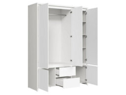 Arte Kaspian 153Cm 5-Door Wardrobe With Mirror In White Matt - Minimalist Full Storage Solution - thumbnail 3