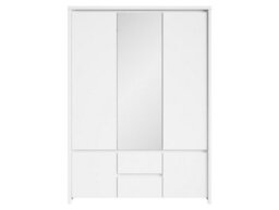 Arte Kaspian 153Cm 5-Door Wardrobe With Mirror In White Matt - Minimalist Full Storage Solution - thumbnail 2
