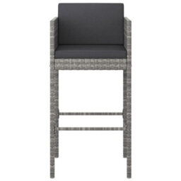 Berkfield 9 Piece Garden Bar Set With Cushions Grey Poly Rattan - thumbnail 5