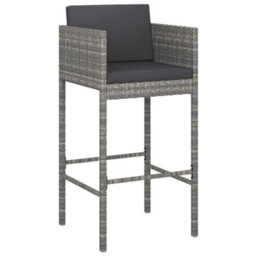 Berkfield 9 Piece Garden Bar Set With Cushions Grey Poly Rattan - thumbnail 4