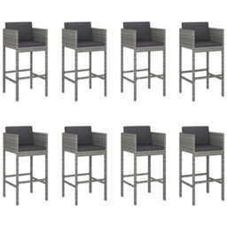 Berkfield 9 Piece Garden Bar Set With Cushions Grey Poly Rattan - thumbnail 3
