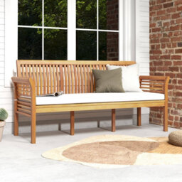 Costway 159Cm Garden Bench 3-Person Porch Bench W/ High Backrest-Off White - thumbnail 8
