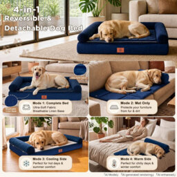Luckracer Large Dog Bed Sofa Washable Orthopedic Dog Beds Green 90X66X16Cm - thumbnail 5