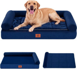 Luckracer Large Dog Bed Sofa Washable Orthopedic Dog Beds Green 90X66X16Cm - thumbnail 1
