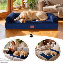 Luckracer Large Dog Bed Sofa Washable Orthopedic Dog Beds Green 90X66X16Cm - thumbnail 3