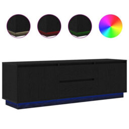 Berkfield Tv Cabinet With Led Lights Black Oak 160.5X41X50 Cm - thumbnail 2