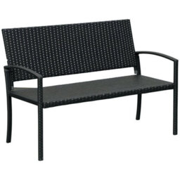 Black Rattan Loveseat Wicker 2 Seater Chair With Armrests For Garden Outdoor - thumbnail 1