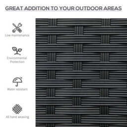 Black Rattan Loveseat Wicker 2 Seater Chair With Armrests For Garden Outdoor - thumbnail 3