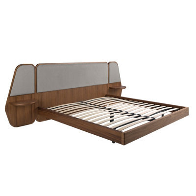 Angel Cerda Elegant Walnut And Grey Fabric Bed For Modern Bedrooms - image 1