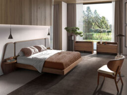 Angel Cerda Elegant Walnut And Grey Fabric Bed For Modern Bedrooms - thumbnail 3