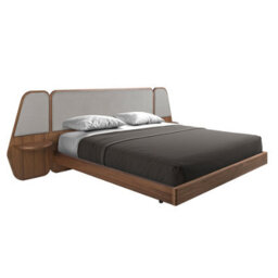 Angel Cerda Elegant Walnut And Grey Fabric Bed For Modern Bedrooms - thumbnail 6