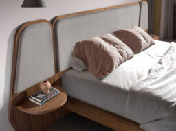Angel Cerda Elegant Walnut And Grey Fabric Bed For Modern Bedrooms - thumbnail 4