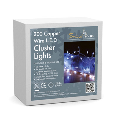 Snowtime 200 Led 4M Copper Wire Christmas Cluster Lights With Ice White Leds - image 1