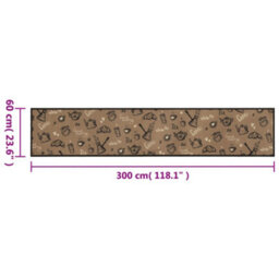 Berkfield Kitchen Rug Washable Morning Brown 60X300 Cm Velvet - thumbnail 5