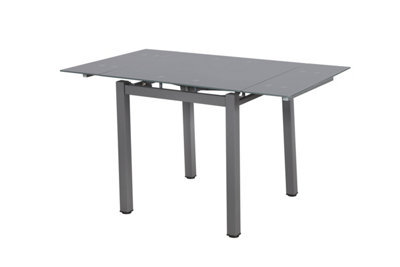 Modernique Grey Tempered Glass Extending Dining Table Extends 80 To 130 Cm - image 1