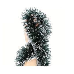 SNOW WHITE 3M Snow Tipped Green Christmas Tinsel Garland Tree - thumbnail 4
