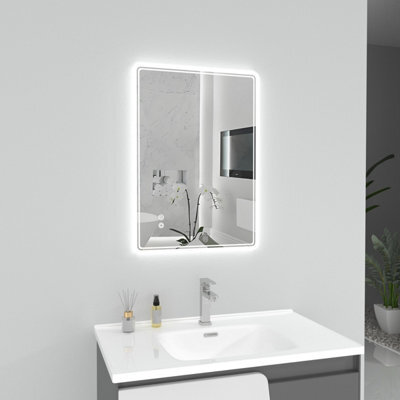 T&k Bathroom Led Mirror 70X50Cm, With Anti-Fog,3-Colours Dimmable, Touch Control&memory Function, Horizontal/vertical Installation - image 1