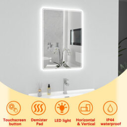 T&k Bathroom Led Mirror 70X50Cm, With Anti-Fog,3-Colours Dimmable, Touch Control&memory Function, Horizontal/vertical Installation - thumbnail 2