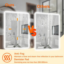 T&k Bathroom Led Mirror 70X50Cm, With Anti-Fog,3-Colours Dimmable, Touch Control&memory Function, Horizontal/vertical Installation - thumbnail 5