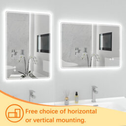 T&k Bathroom Led Mirror 70X50Cm, With Anti-Fog,3-Colours Dimmable, Touch Control&memory Function, Horizontal/vertical Installation - thumbnail 6