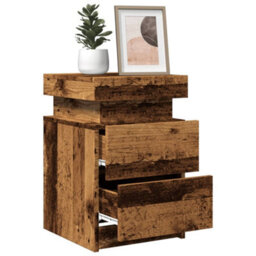 Berkfield Bedside Cabinets With Led 2 Pcs Old Wood 35X39X55 Cm Engineered Wood - thumbnail 5