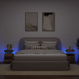 Berkfield Bedside Cabinets With Led 2 Pcs Old Wood 35X39X55 Cm Engineered Wood - thumbnail 1