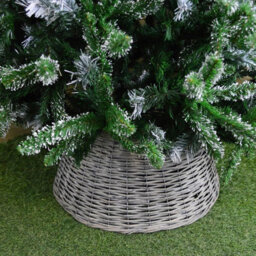Natural Wicker Christmas Tree Skirt Grey Large 45X65X34Cm Decorative Base Cover For Artificial Or Real Trees Rustic Finish - D65 - thumbnail 5