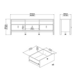 Wyld Haus Gossmere Matt Black Tv Unit, 3 Drawers, 1512 X 384 X 541 mm - thumbnail 9
