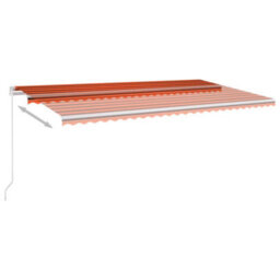 Berkfield Manual Retractable Awning With Led 600X300 Cm Orange And Brown - thumbnail 4