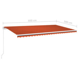 Berkfield Manual Retractable Awning With Led 600X300 Cm Orange And Brown - thumbnail 7