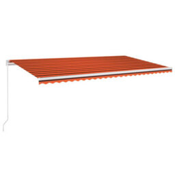 Berkfield Manual Retractable Awning With Led 600X300 Cm Orange And Brown - thumbnail 2