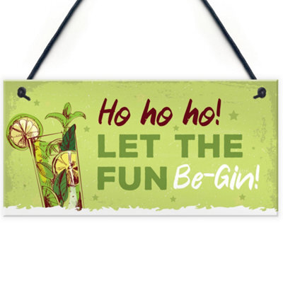 Red Ocean Funny Christmas Sign For Bar Man Cave Bar Sign Let The Fun Be Gin Gifts Keepsake - image 1