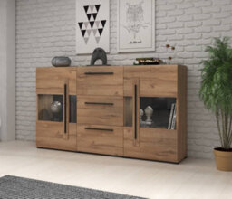 Arte Tulsa Elegant Display Cabinet In Oak Grandson - W1800mm X H1030mm X D390mm - thumbnail 2