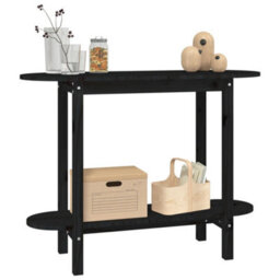 Berkfield Console Table Black 110X40X80 Cm Solid Wood Pine - thumbnail 4