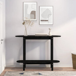Berkfield Console Table Black 110X40X80 Cm Solid Wood Pine - thumbnail 3
