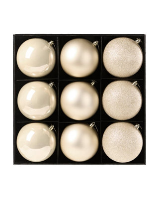 Werchristmas Set Of 9 Shatterproof Baubles, Latte, 10 Cm - image 1