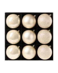 Werchristmas Set Of 9 Shatterproof Baubles, Latte, 10 Cm - thumbnail 1