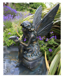 Primrose Fairy On A Clam Shell Solar Powered Garden Outdoor Water Feature Fountain H78Cm - thumbnail 5