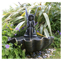 Primrose Fairy On A Clam Shell Solar Powered Garden Outdoor Water Feature Fountain H78Cm - thumbnail 3