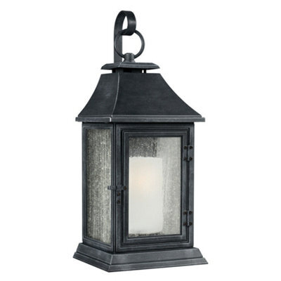 Stylish Outdoor Ip44 Wall Light In Dark Weathered Zinc With Led E27 Bulb
