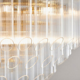 Luminosa Lighting Luminosa Toulouse Pendant Ceiling Light Satin Brass Plate, Clear Ribbed Glass, 12X G9 - thumbnail 5